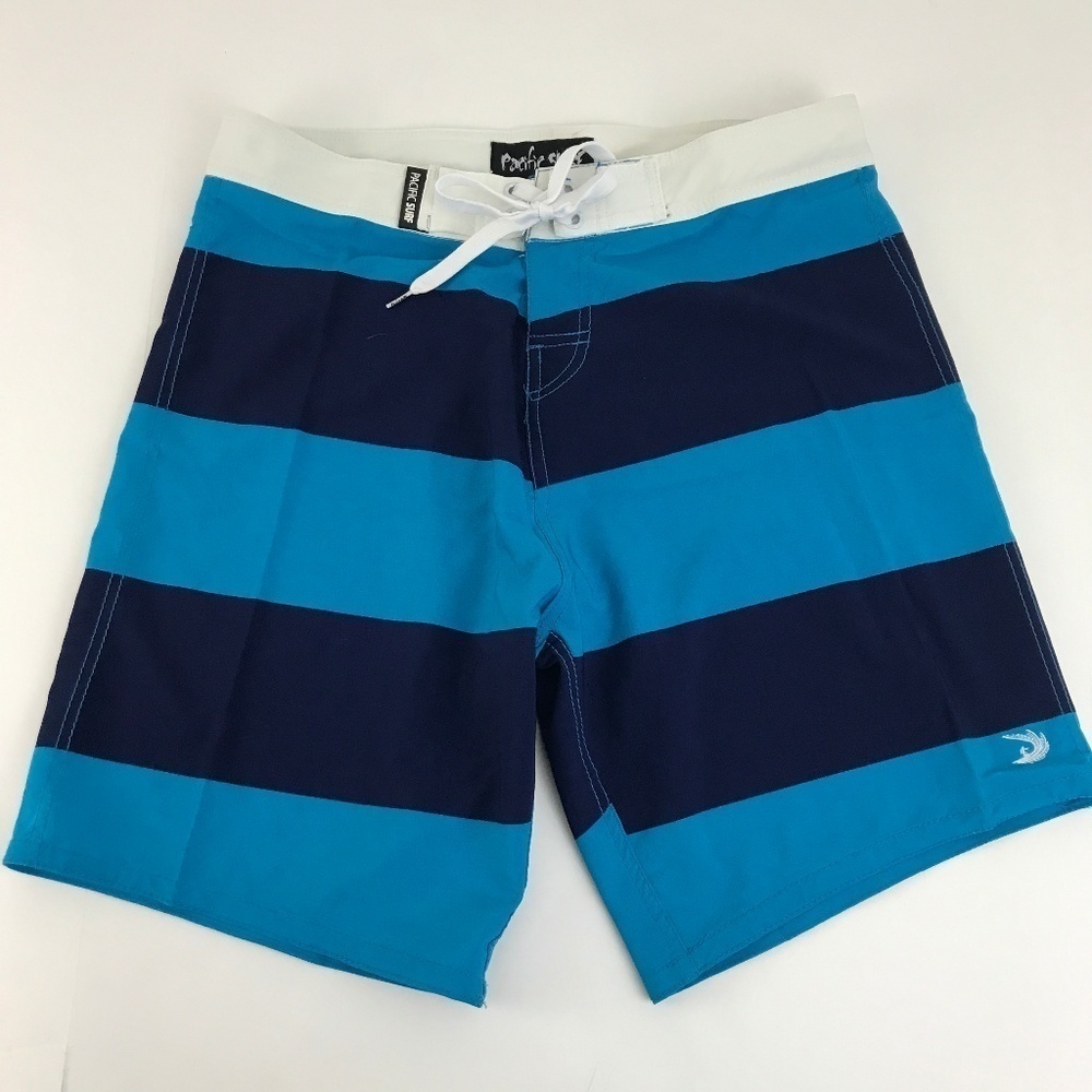 Pacific Surf Blue Stripped Board‎ Shorts sz XL